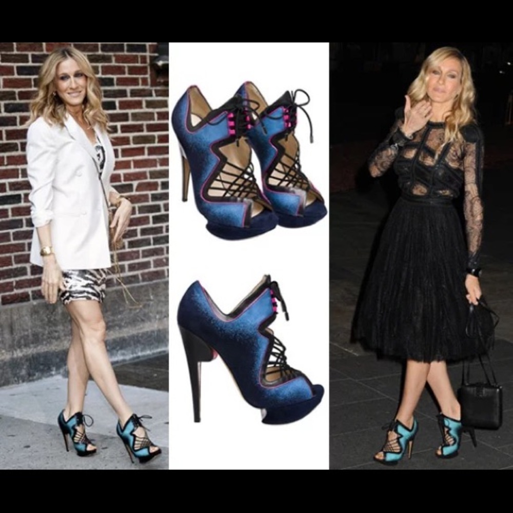 Nicholas Kirkwood Lattice Suede Platform Heels